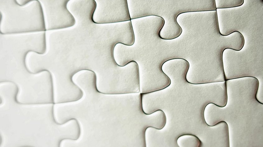 Puzzleteile in Großaufnahme