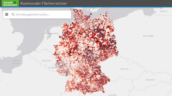 Screenshot des UBA-Flächenrechners