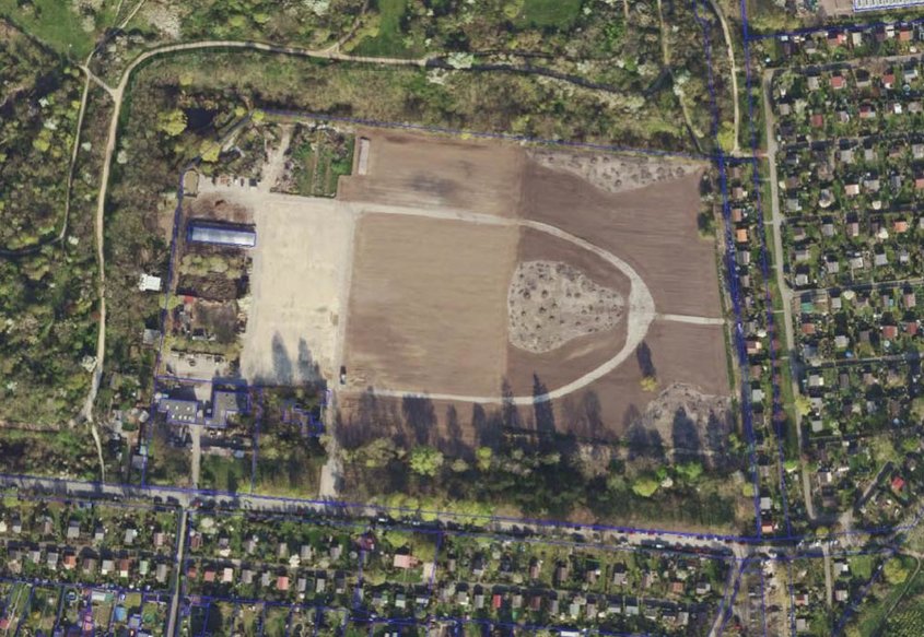 Luftbild: Ehemalige Bezirksgärtnerei, Berlin-Marienfelde nach der Entsiegelung